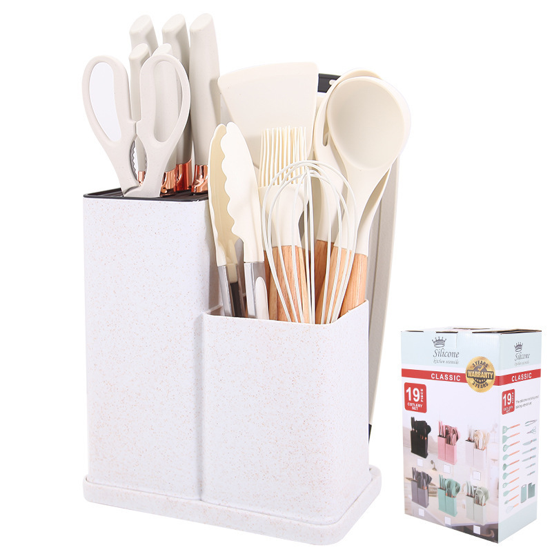 スポットシリコンキッチン用品セット 19点セット カッターコンビネーションセット 収納チューブ 麦わらカラーセット|undefined