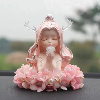 Interior Decoration Gift Short Velvet: Car ornaments - 19-pink-girl