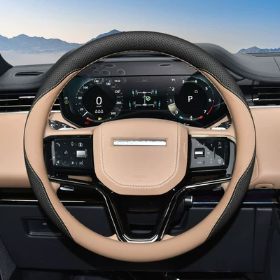 Land Rover Special Steering Wheel Steering wheel cover - exclusively-for-land-rover-black-amber-brown-standard