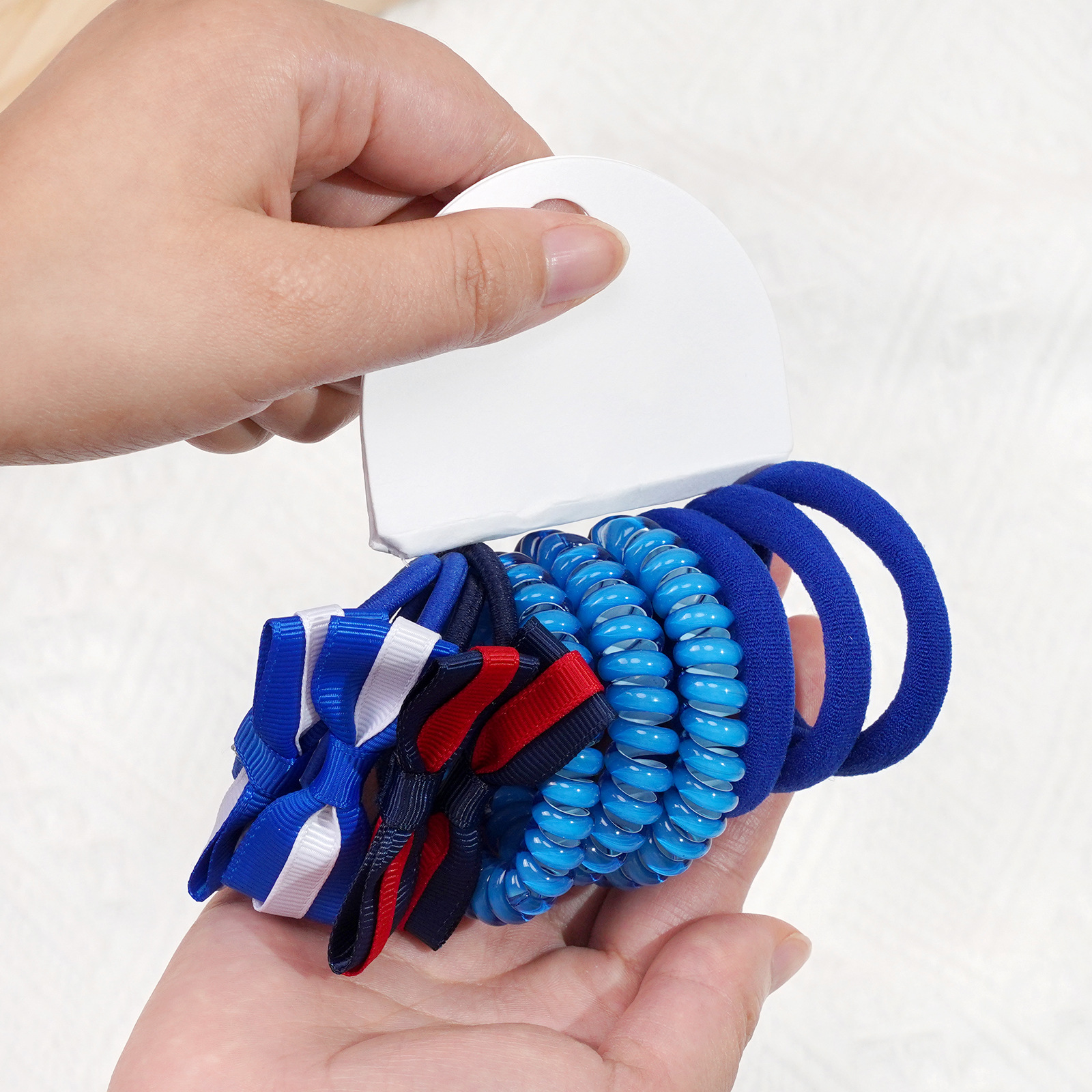 电话线皮筋组合蓝色4