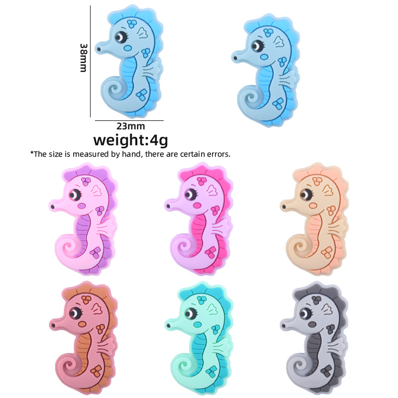 Bebé suministros de dibujos animados animal de silicona caballito de mar mordedor creativo DIY bebé molar pezón anti-gota accesorios de la cadena