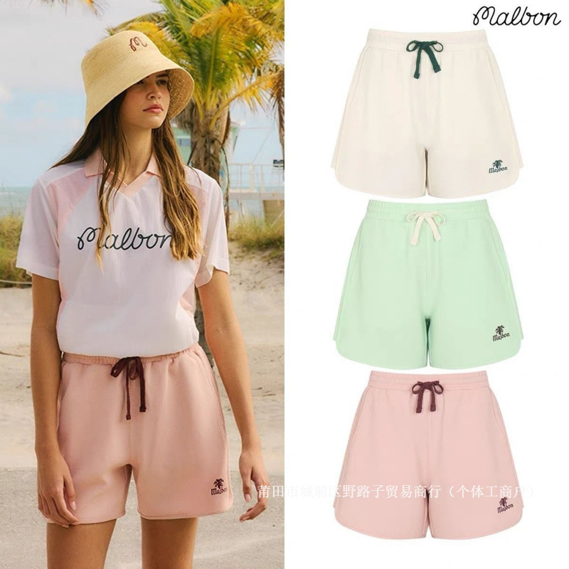 2026 Summer Korean MALBON Women's Golf Shorts Outdoor Sports Breathable Fashionable Drawstring Elastic Waist Shorts