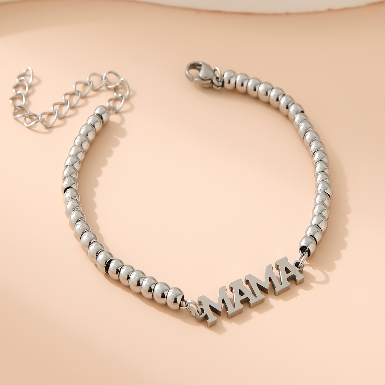 38g Weight 18K Gold Plated Plating Material 304 Stainless Steel Pendant Material Bracelets Classification 304 Stainless Steel Chain Material Beaded Chain Chain Type 1 Piece Quantity Holiday, Daily Occasion 304 Stainless Steel Material Mother'S Day Festival Letter Pattern All Seasons Season Women's Gender Plating Design Simple Style, Classic Style Style Simple Style Classic Style Letter 304 Stainless Steel 18K Gold Plated Beaded Chain Bracelets In Bulk 5