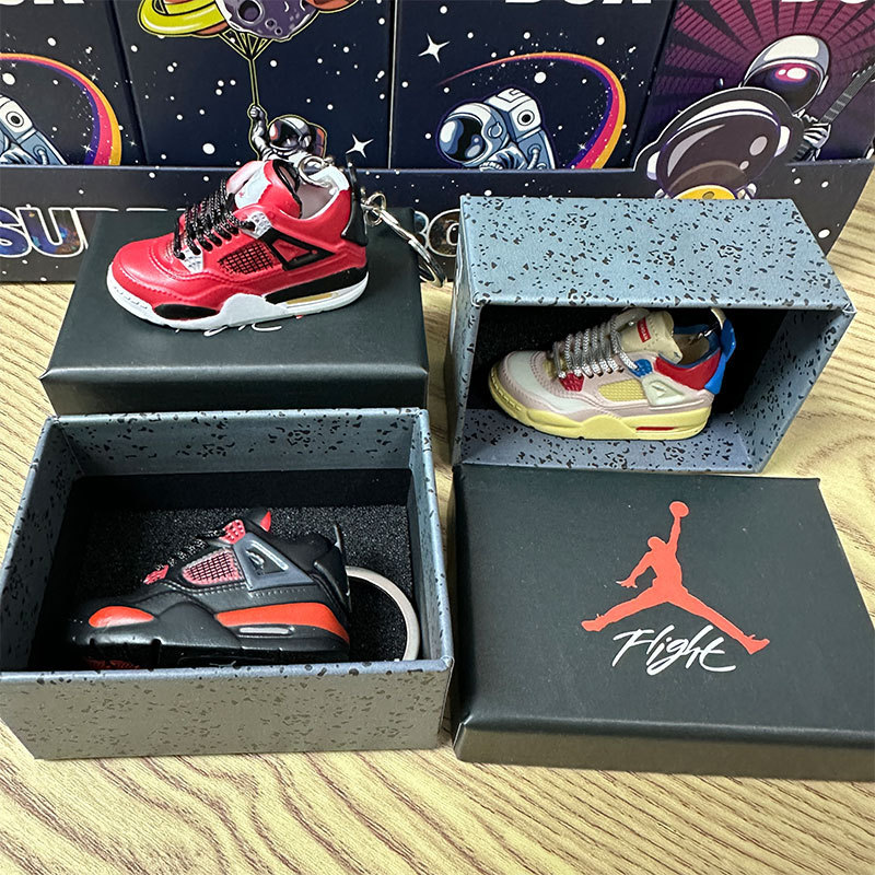 Jordan 4 Shoe Mold Keychain Shoe Box Series Trendy Aj4 Basketball Shoe Cover Box Pendant Mini Bag Accessories Pendant
