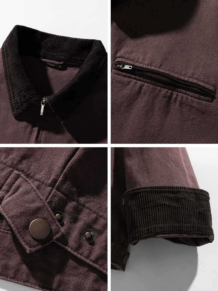 Chaqueta estilo retro Detroit para hombre, nueva colección de primavera, lavada y desgastada, chaqueta holgada de pana con solapa para mujer, estilo q