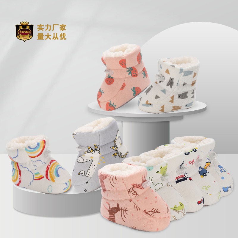冬季涂鸦卡通婴儿棉鞋靴加厚保暖软底学步鞋宝宝加绒鞋子0-1岁