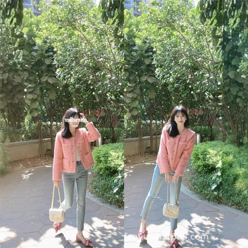 H22037 Chanel Style Pink Coat Women's Autumn and Winter 2022 Celebrity Elegant High-grade Short Top H22037 Chanel Style Pink Coat Women's Autumn and Winter 2022 Celebrity Elegant High-grade Short Top