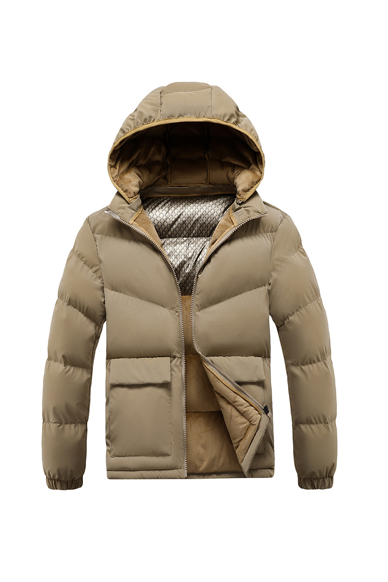 Baumwollgefütterte Herren-Graphen-Jacke in Slim-Fit-Passform mit abnehmbarer Kappe und dicker Kapuze_voghion.com