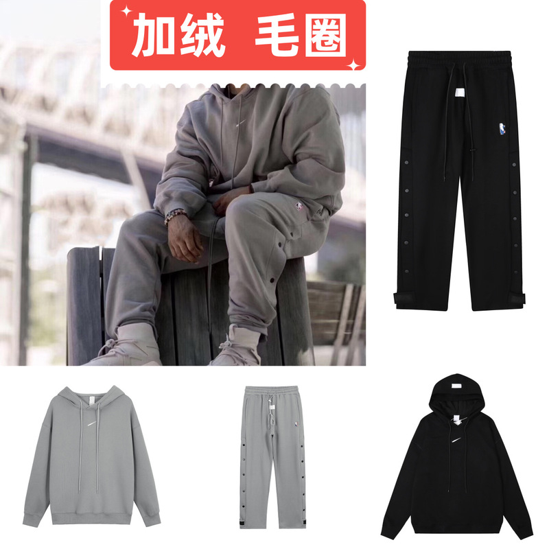 European and American High Street Fashion Brand FOG Triple Joint Style Double Hat Fleece Sweater Men's and Women's Loose Sports Hoodie