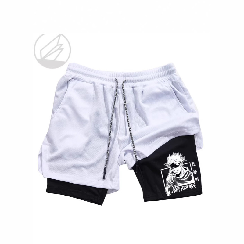 Japanese anime "Jujutsu Kaisen" Gojo Satoru printed shorts, summer double-layer two-in-one men's basketball casual sports pants Japanese anime "Jujutsu Kaisen" Gojo Satoru printed shorts, summer double-layer two-in-one men's basketball casual sports pants