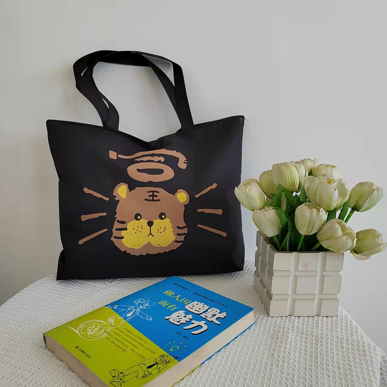 Nicho transfronterizo bolsa de lona casual de compras bolsa de mujer de gran capacidad bolsa de lona de mujer bolso impreso al por mayor