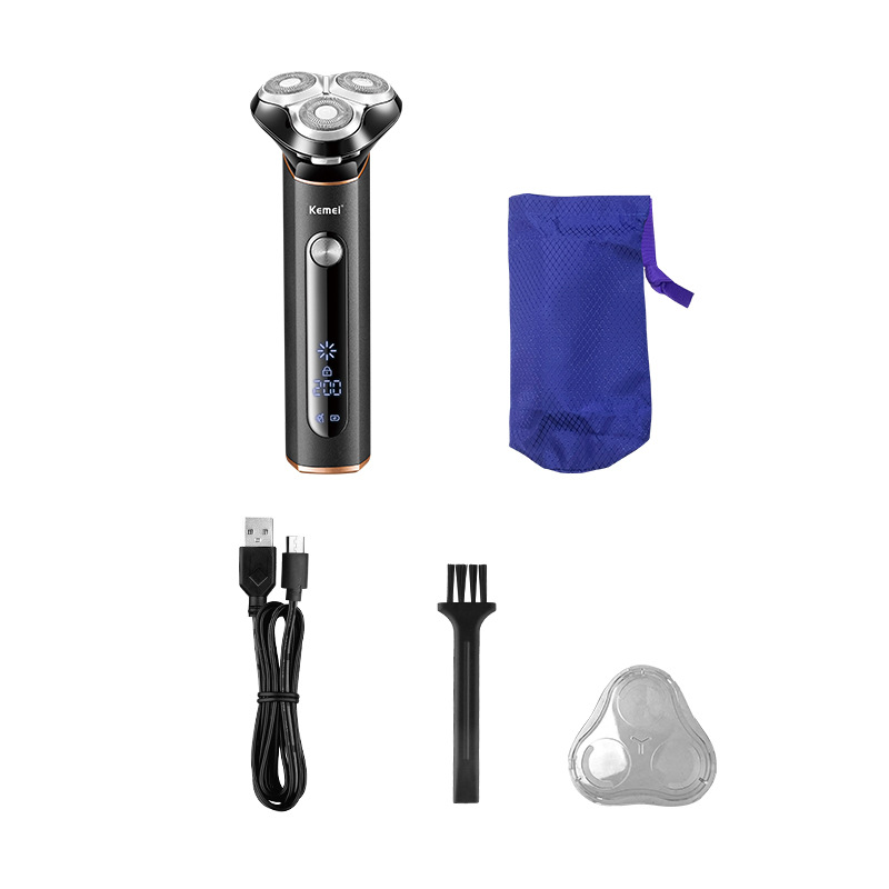 Afeitadora eléctrica Kemei de alta calidad KM-5080 para hombre con pantalla digital y recortadora de barba lavable.
