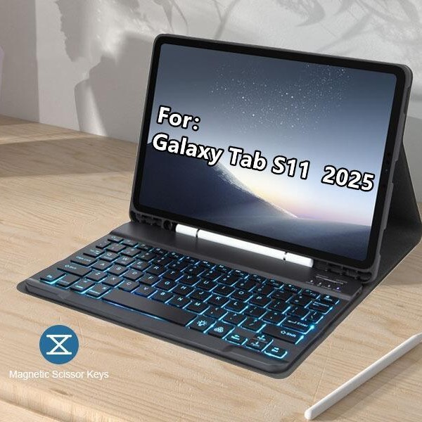 适用三星A7lite平板电脑蓝牙键盘S110FEpuls磁吸皮套软硅胶保护壳