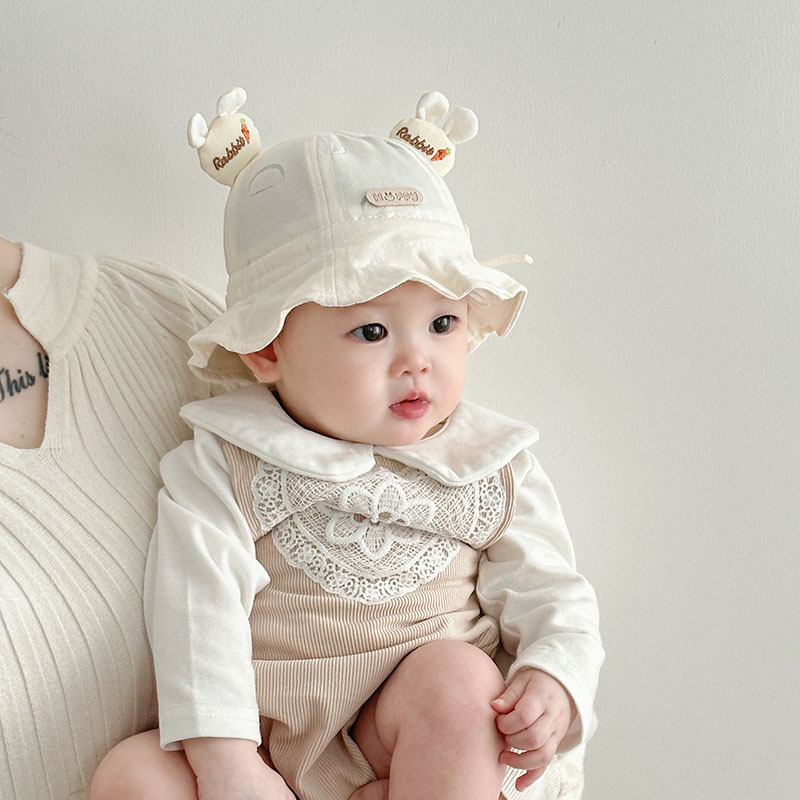 Sombrero para bebés primavera y otoño delgado lindo pequeño mes sombrero de sombrero de algodón para bebés pequeños sombrero de pescador respirado