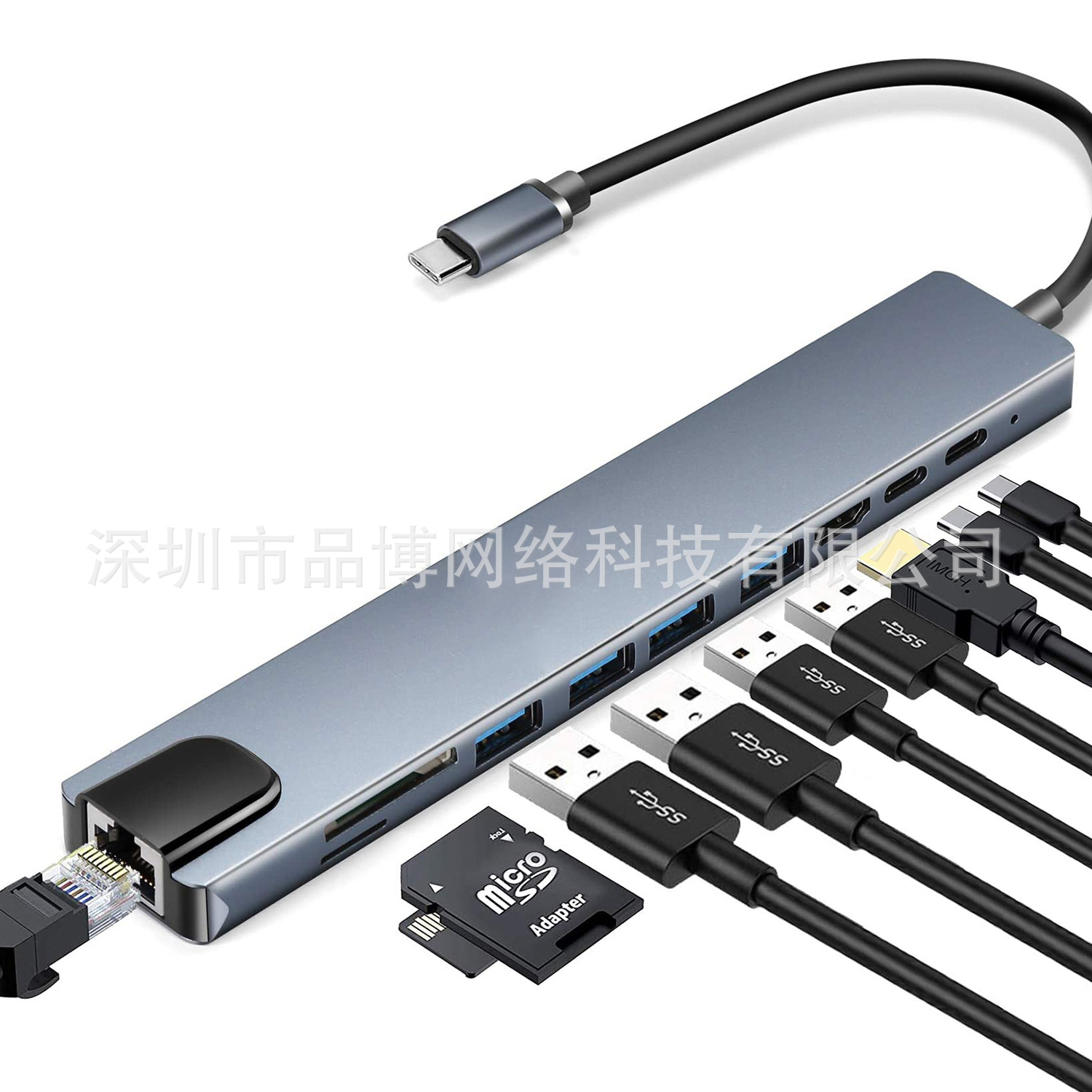 Estación de acoplamiento transfronteriza tipo c hubUSB3.0 hub HDMI proyector de pantalla 4k de alta definición PD100W