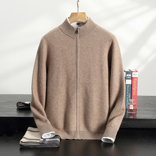 Cashmere Sweater Men's Autumn and Winter High-end Knitted Collar Loose Zipper Cashmere Jacket Loose plus size Base Shirt Sweater