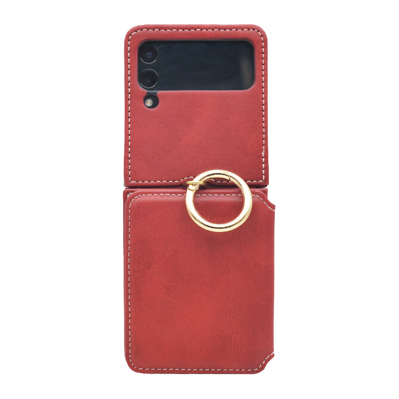 Adecuado para Samsung zflip4 Funda de cuero Tarjeta de inserción caja del teléfono Samsung zflip5 patrón de becerro plegable pantalla soporte teléfono caso