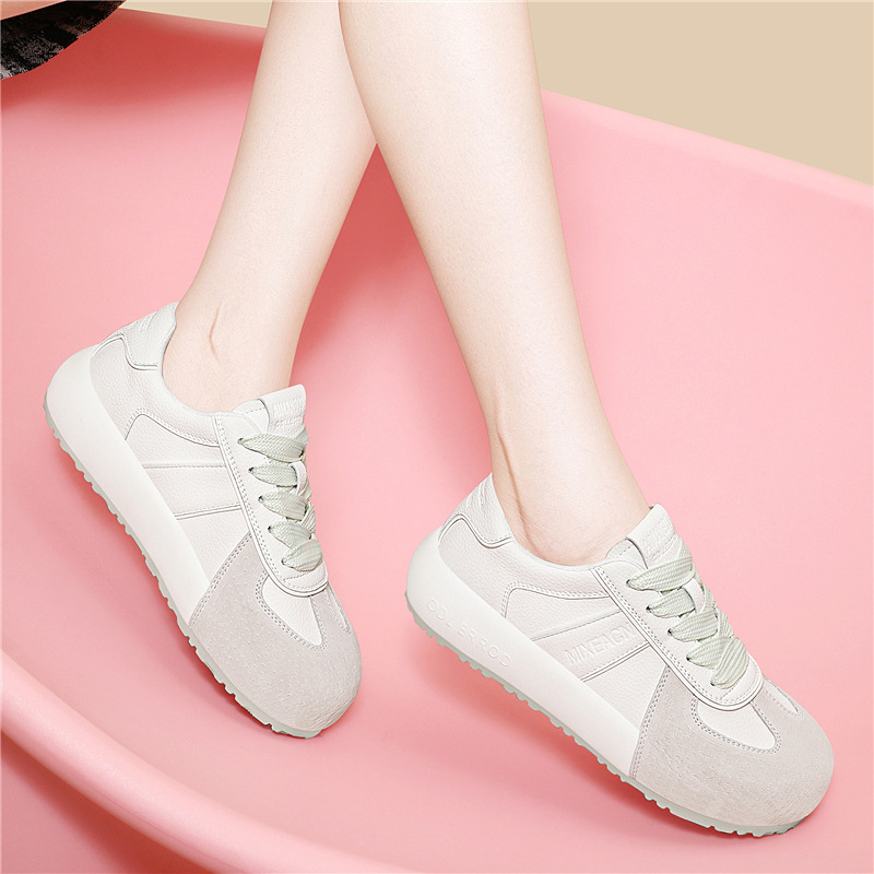 Giày sneaker nữ da thật lưới mỏng đế dày mũi tròn phong cách thể thao hè 2025 — JST 7115-1 trái cây xanh, JST 7115-1 màu vàng