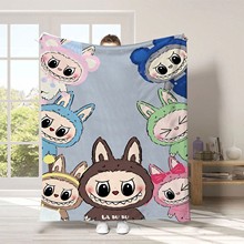 外贸跨境可爱拉布布毛毯卡通泡泡玛特a法兰绒空调夏季贝贝绒午休