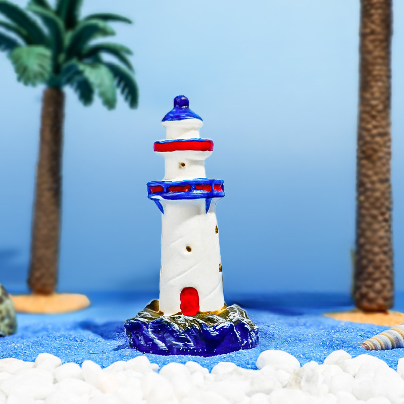 Guía de PVC faro paisaje decoración micro estilo mediterráneo pecera Marina pequeña escena artesanía creativa