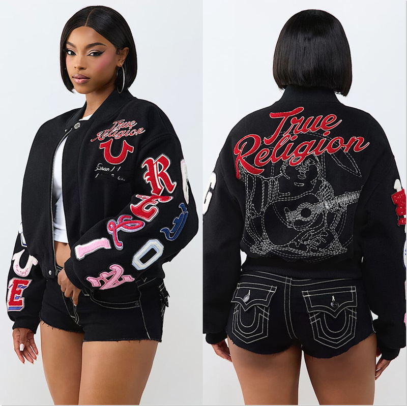 YS8040 European and American cross-border 2026 autumn and winter new double-layer spiral zipper pattern woolen casual baseball jacket