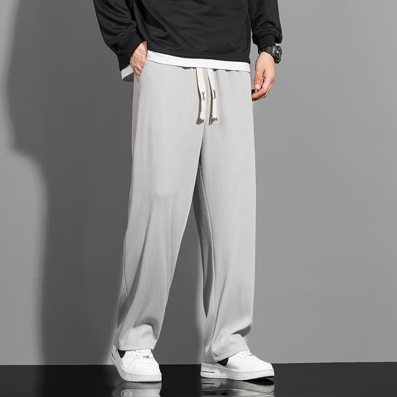 Loose fashion straight men's fashion fashion brand Youth popular trousers casual pants Harajuku spring solid color sports pants