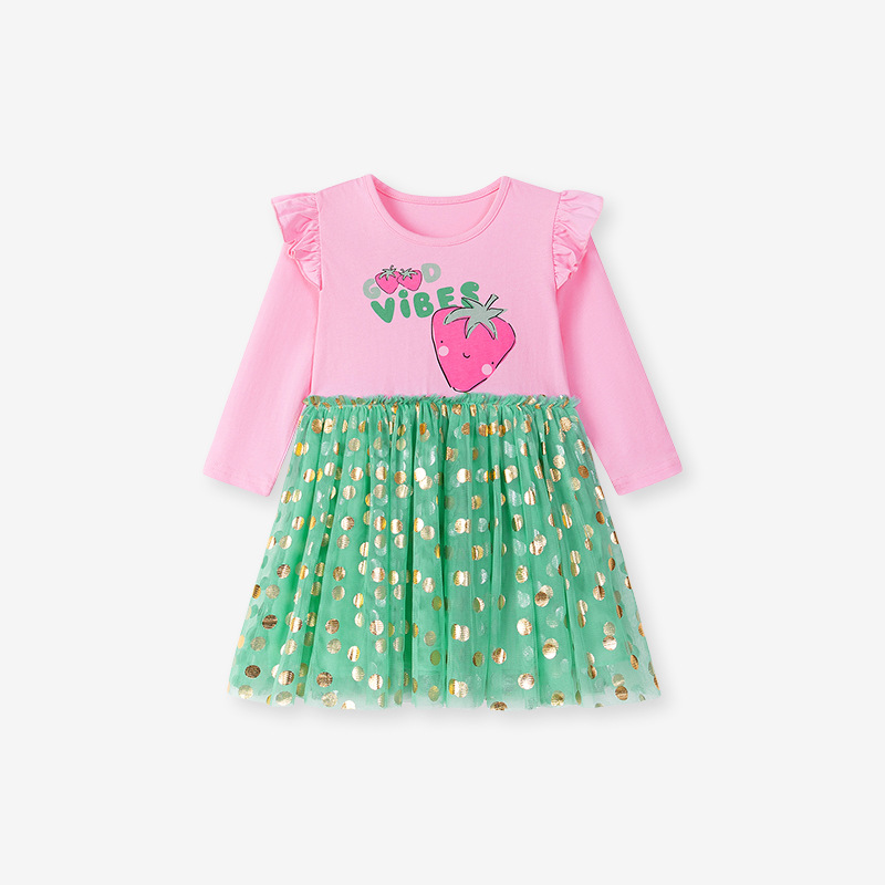 Little maven comercio exterior falda para niños transfronteriza al por mayor vestido de niña de hilo de red de otoño falda para niños de algodón de dibujos animados