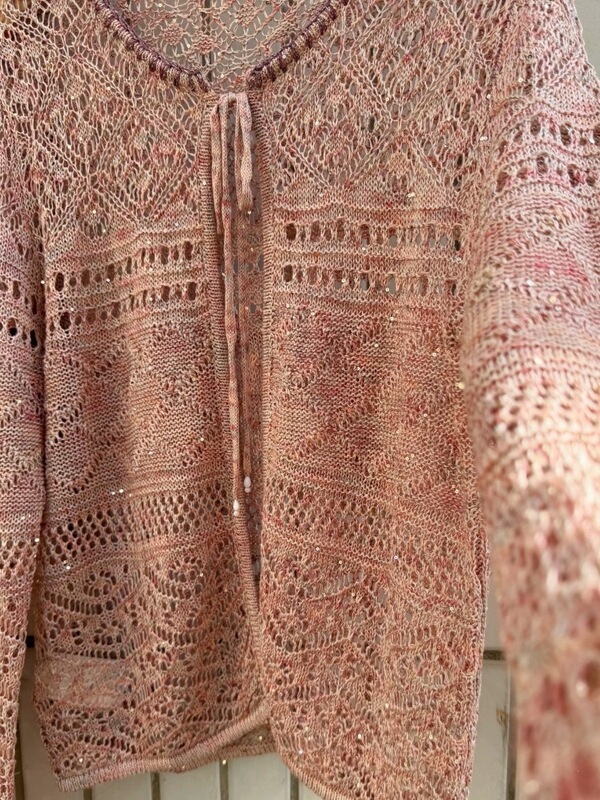 Linen Sequin Blend Hollow-Out Sun Protection Top Knitwear Linen Sequin Blend Hollow-Out Sun Protection Top Knitwear