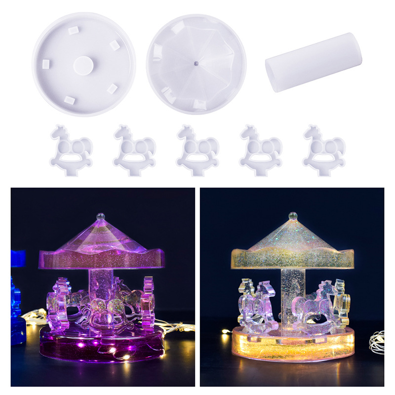 DIY Crystal Glue Carousel Silicone Mold Mirror Amazon Ornament Table Jewelry Pendant Mold
