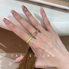 ヴィンテージ中古紫荊花満天星軽豪華高級感オープンリング