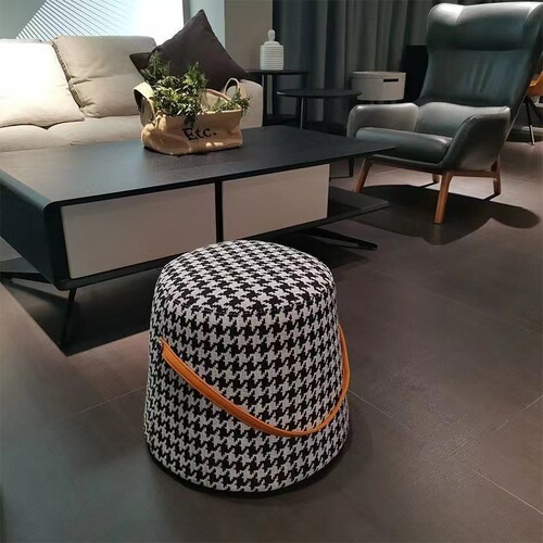 Internet celebrity handbag round stool living room seat cushion sofa tweed household shoe changing stool footrest stool light luxury makeup short stool 