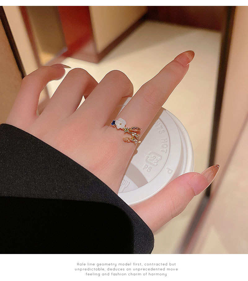 Sweet Flower Copper Inlay Artificial Gemstones Rings 1 Piece