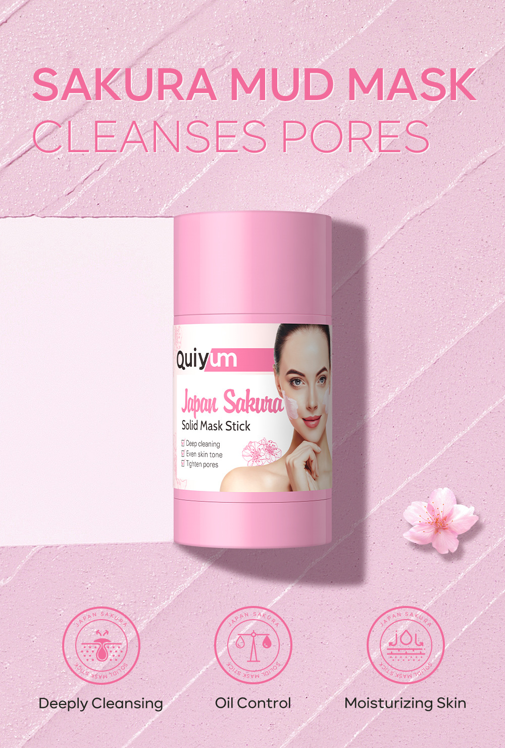 QUIYUM Japanese Cherry Blossom Solid Mask Stick 40g Hydrating, Moisturizing and brightening skin tone Cross-border manufacturer wholesale in stock undefined