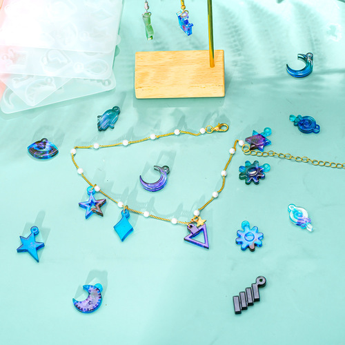 Resin diy glue earrings pendant earrings mold leaf pendant silicone abrasive leaf love cross