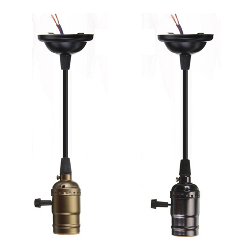 Edison retro con línea e27 cabeza de lámpara bar americano restaurante simple lámpara de lámpara candelabro de aluminio dorado e26 soporte de lámpara