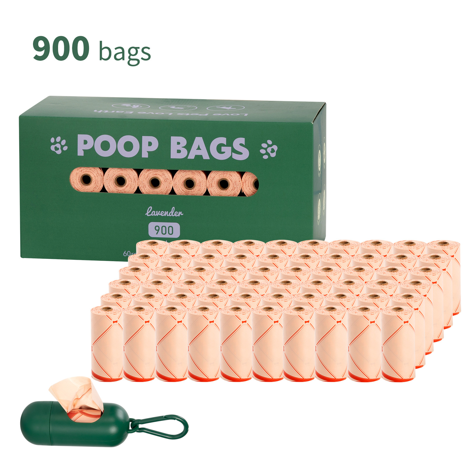 Nueva bolsa de mierda degradable ecológica para perros, bolsa de heces portátil, dispensador de clip de manos libres, bolsa de basura para mascotas