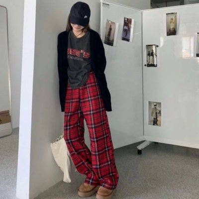 [Spot Clear] Nuevos pantalones anchos chinos de seda de algodón, pantalones de pijama perezosos de cintura alta rectos sueltos de primavera y verano para mujer