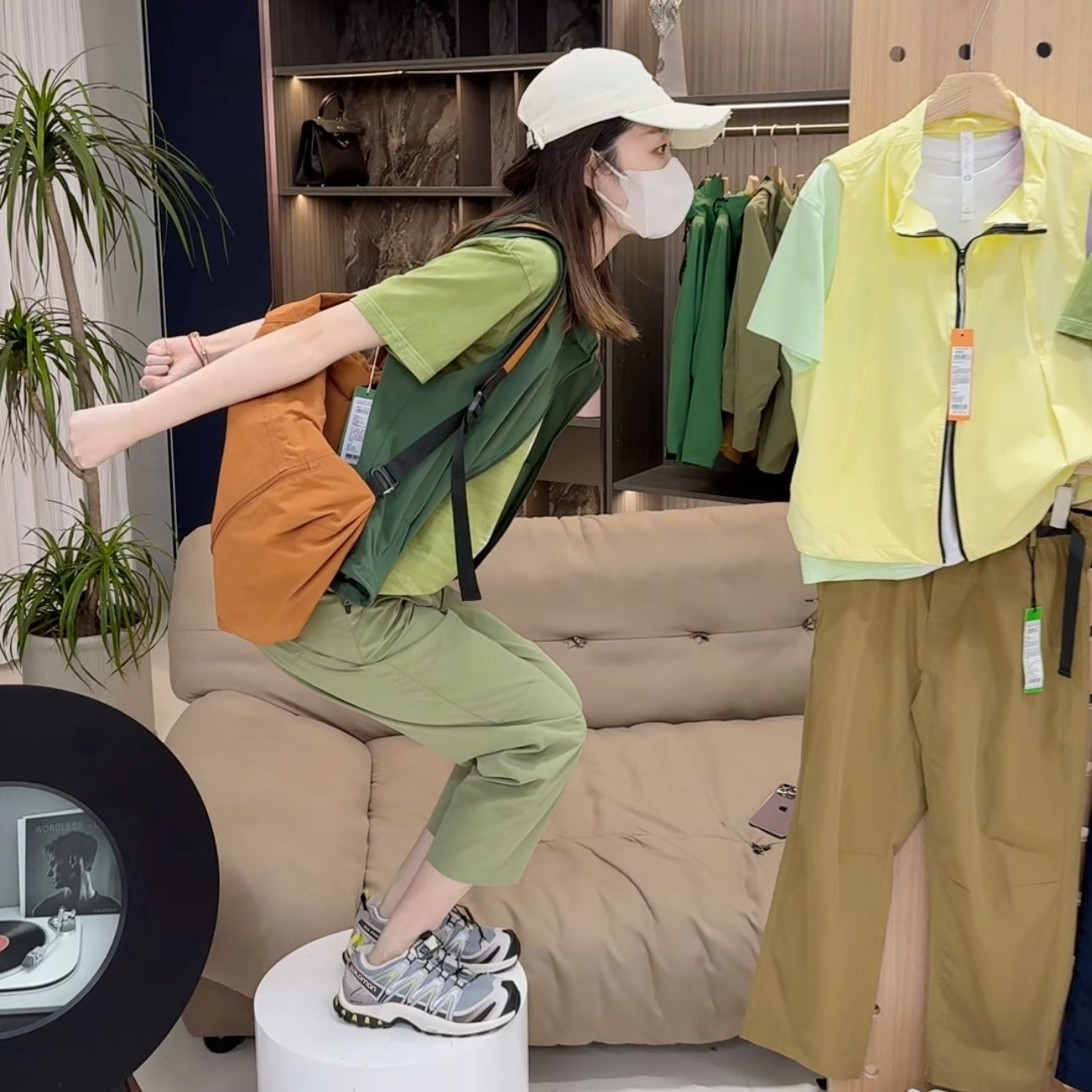 Mesh Quick-drying Straight Pipe Pants Women's Nine-point Elastic Waist Sports Casual Pants Couple's Outdoor Mountaineering Pants