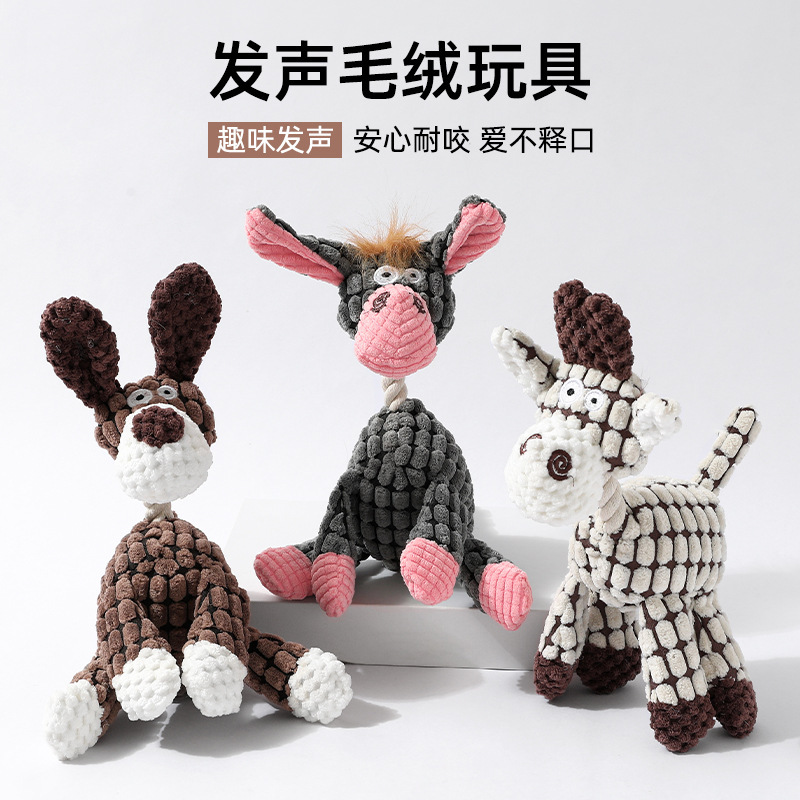 Juguetes para mascotas Juguetes para morder de perro Juguetes de sonido para morder burro divertido Juguetes de peluche para mascotas resistentes a morder