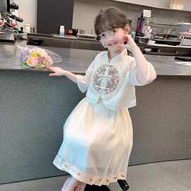 女童马面裙套装2025新款夏季儿童汉服中式国风两件套女孩夏装洋气