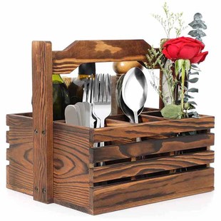 Household Satchel Tableware Storage Rack for Seasonings, Western Tableware, Bamboo and Wood Knife and Fork Storage Box