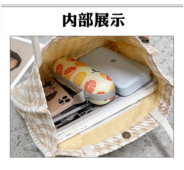 ~ New Korean ins waterproof mini checkered hand-held canvas bag, portable and small square bag for carrying out undefined