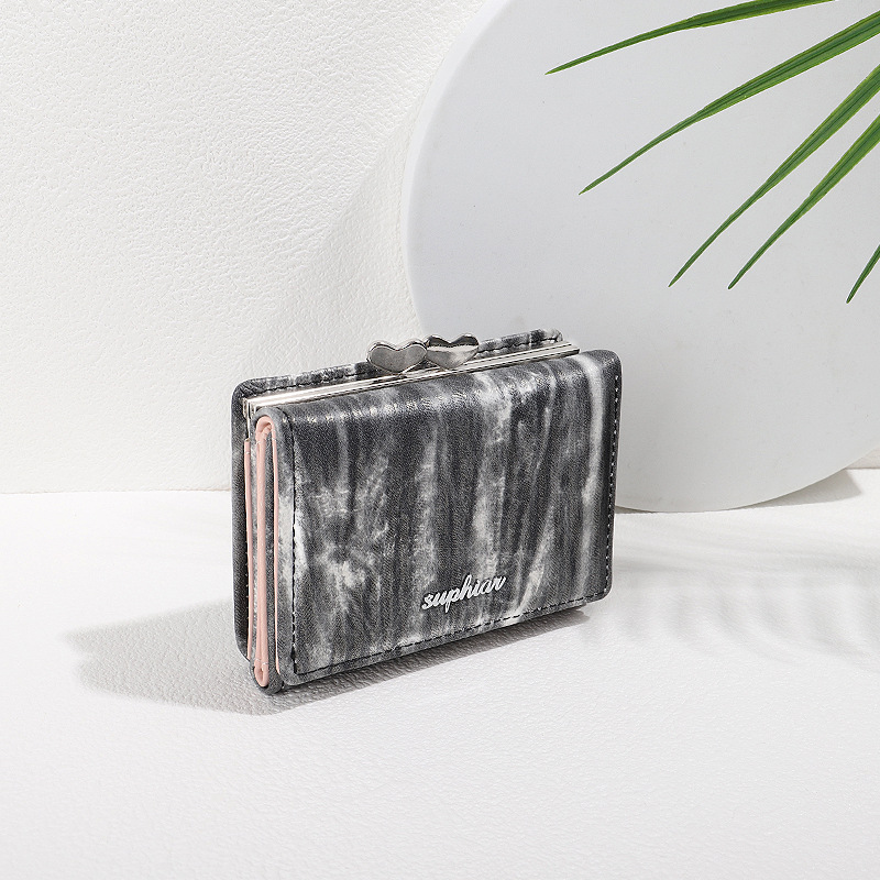 Cartera corta SUPHIAR, cartera delgada a rayas, triple pliegue, con cremallera, para monedas, tarjetas, cambio, impermeable, estilo fresco y dulce