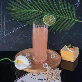 ins风玻璃果汁杯鸡尾酒玻璃杯高颜值水杯饮料杯子条纹杯现代简约