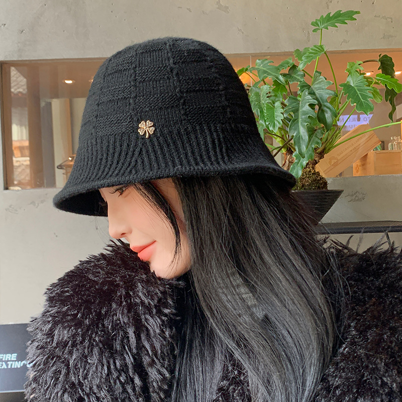 Neue Koreanische Ausgabe Herbst und Winter Gestrickte Warme Wolle Hut Outdoor Freizeit Tourismus Zeigen Gesicht Kleine Eimer Hut Flut_voghion.com