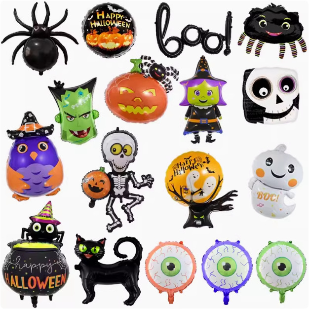 新しいハロウィーンアルミフィルム風船ショッピングモール装飾品カボチャ漫画風アルミフィルム風船ハロウィーン風船|undefined