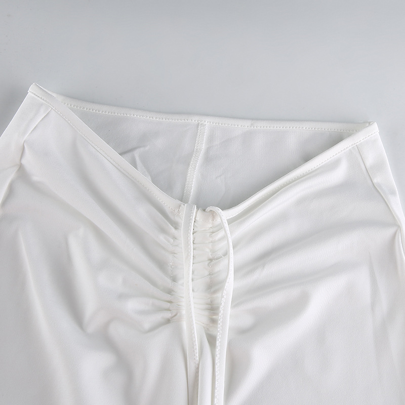 halter hollow straps pleated halter vest high waist casual pants set NSRUI51594
