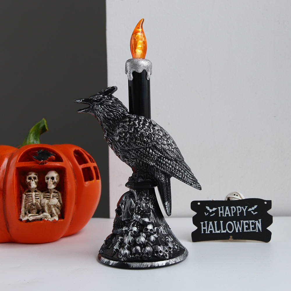 Halloween cuervo lámpara LED lámpara de vela luminosa electrónica fantasma día de terror decoración atmósfera decoración accesorios lámpara de noche