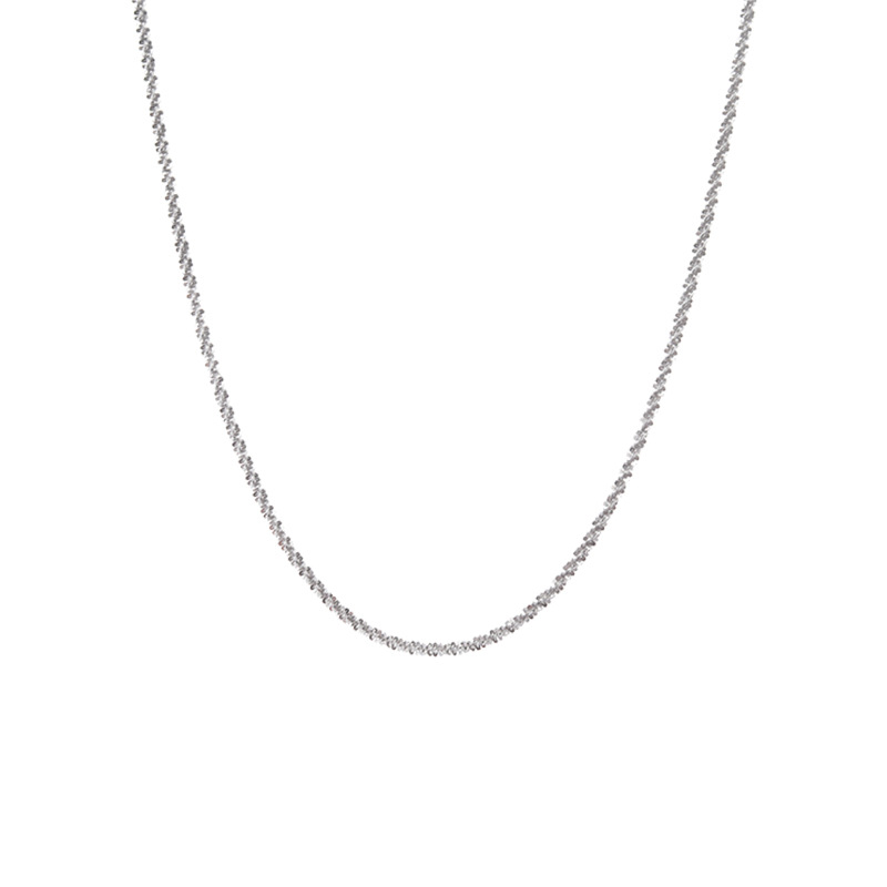 Collar de gypsophila de plata de ley 925, cadena de clavícula brillante de nicho femenino, cadena de coliflor de sentido avanzado de temperamento