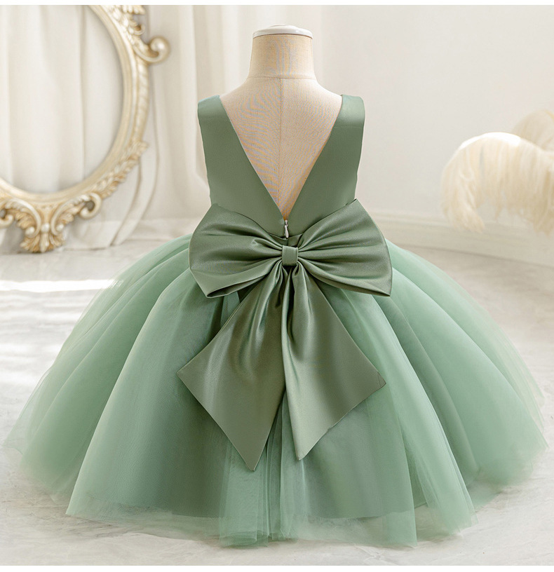 Robe de princesse en maille pour bébé fille avec nœud et col v_voghion.com